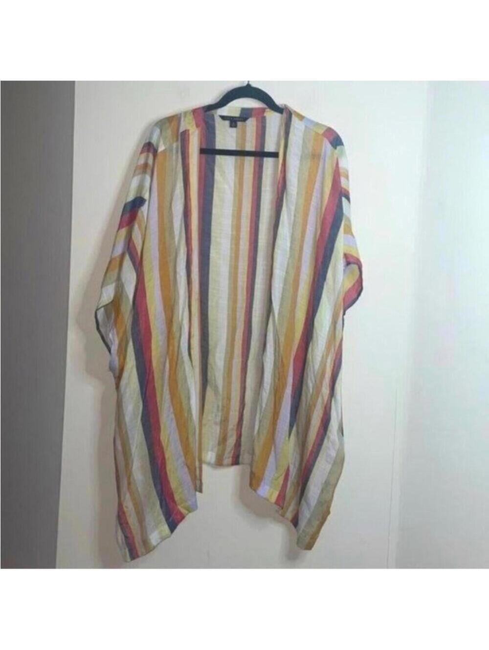 Zac and Rachel multicolored Striped open front casual boxy relaxed fit cardigan